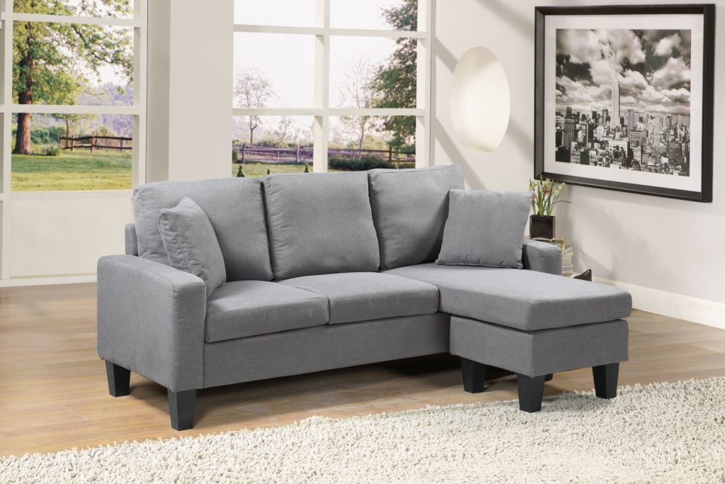 Bella Reversible Sectional Sofa – Charcoal - Husky® Furniture