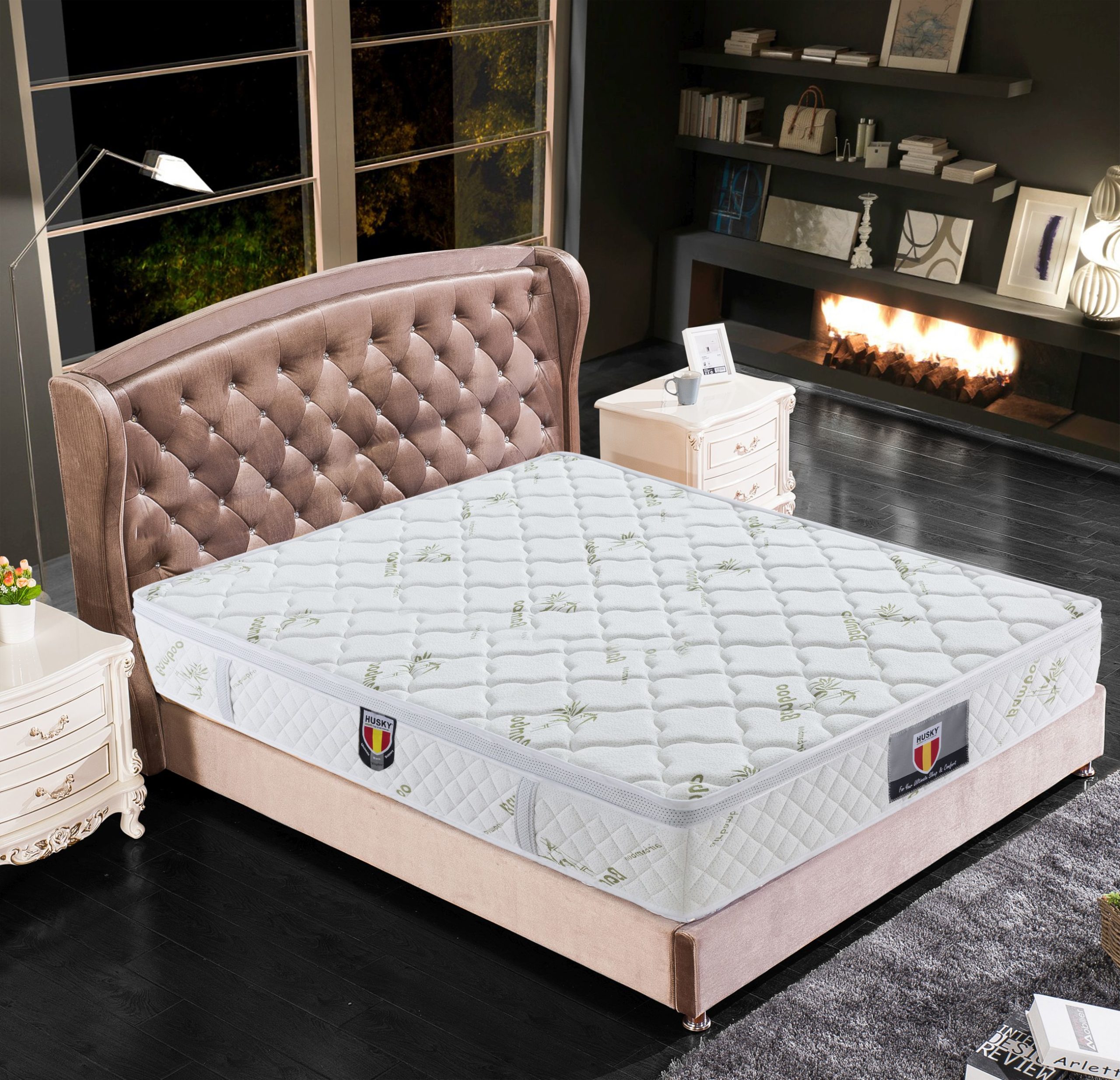 4 Kingdom Husky furniture and mattress five star comfort Pockect coil Bambo Cover euro Pillow top mattress 5