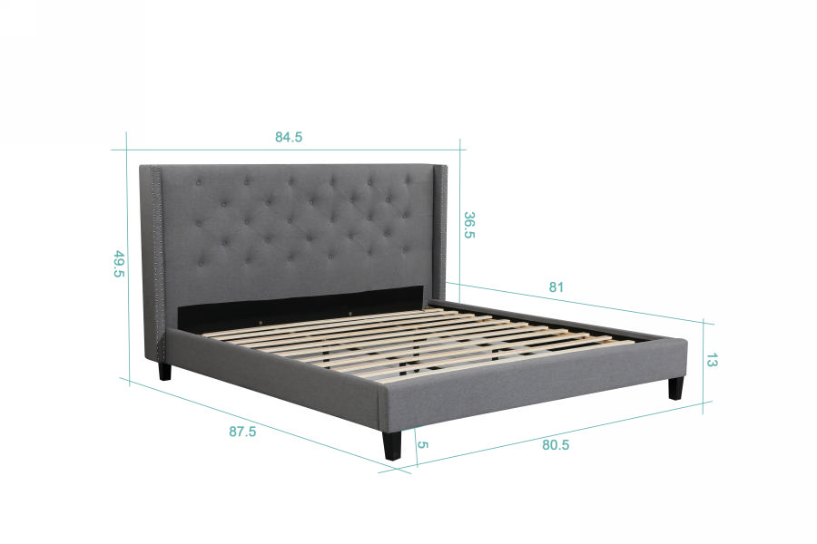 Husky Megan Platform Bed Grey, Queen Size Platform Bed Dimensions