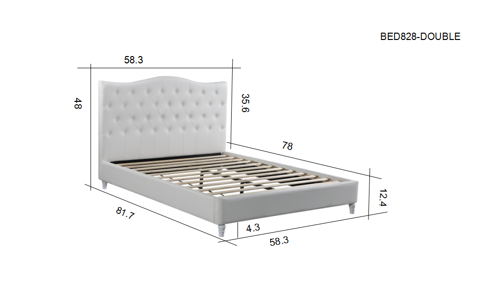 Lily Upholstered Platform Bed White, Double Platform Bed Frame Canada