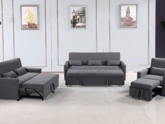 HS1009- Charcoal - Husky Furniture Transformer - convertible Sofa Bed - 3PC set