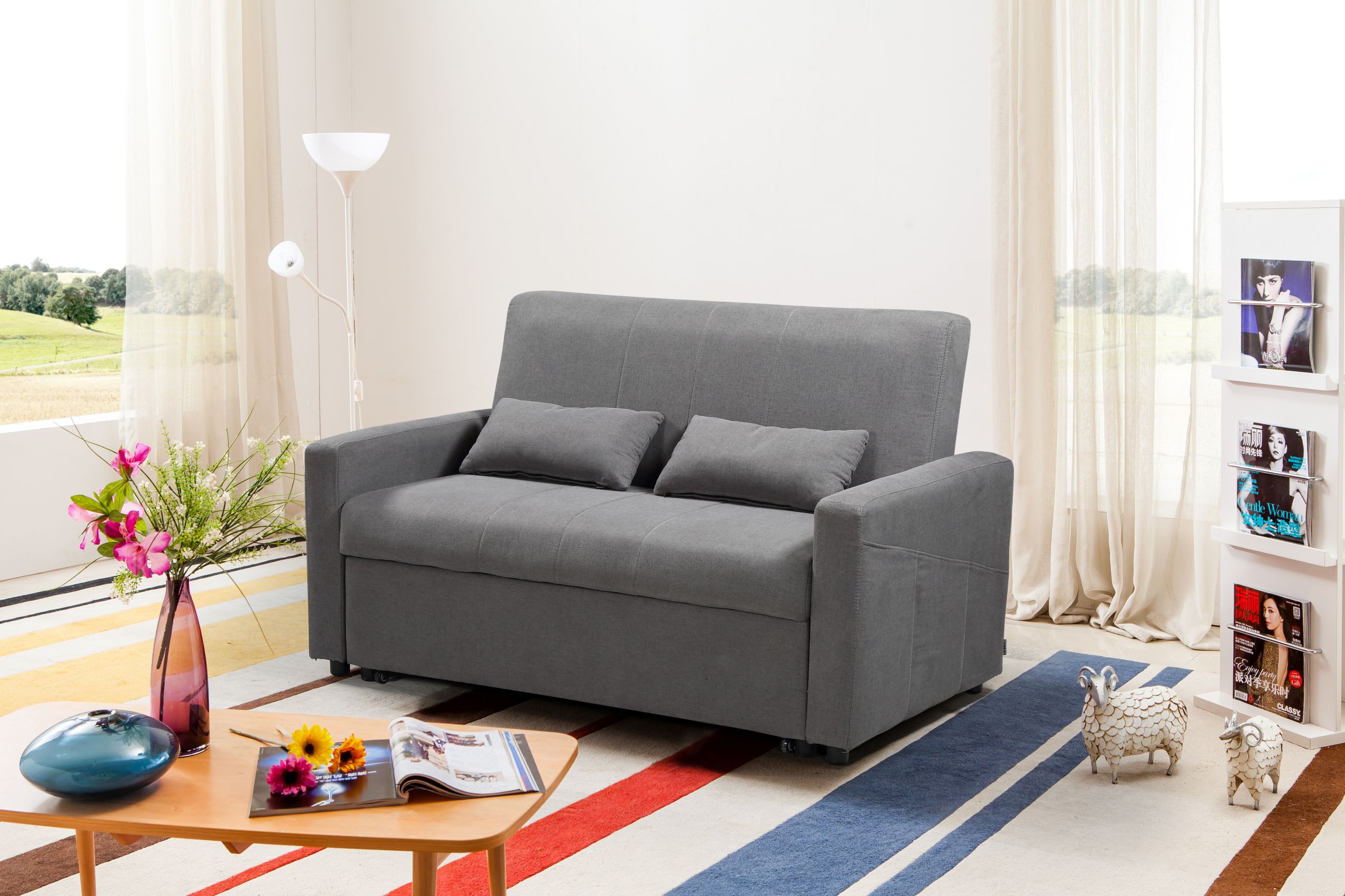 Transformer Convertible Loveseat Bed Grey