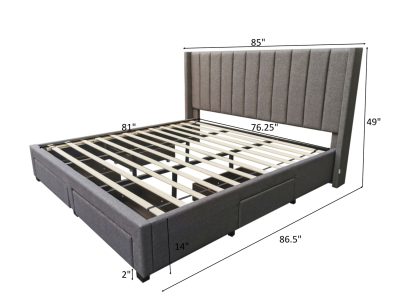 Ashley 4 Drawer Storage Platform Bed King Grey Dimensions