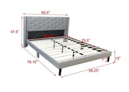 Husky Furniture Lara Platform Bed Double Grey 1007 Dimensions
