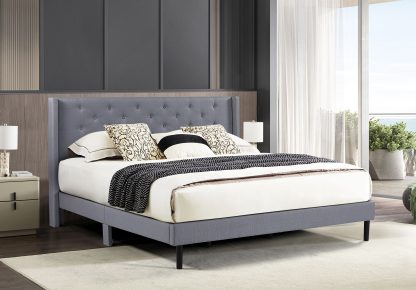 Husky Furniture Lara Platform Bed King Grey 1007