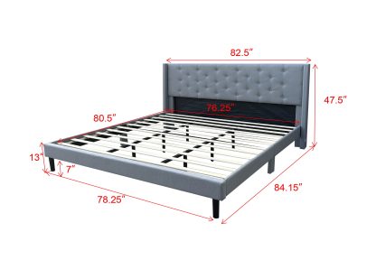 Husky Furniture Lara Platform Bed King Grey 1007 Dimensions