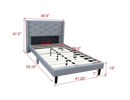 Husky Furniture Lara Platform Bed Single Grey 1007 Single Dimensions