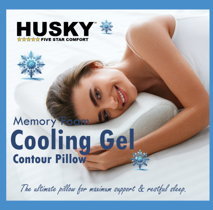 Husky Premium Cooling Memory Foam Contour Pillow, Ergonomic Orthopedic for Cervical Neck and shoulder support - BOX SIDE 1